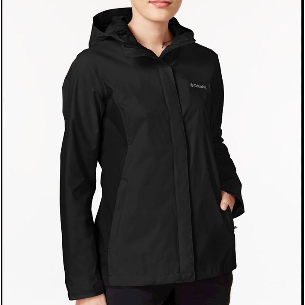 Columbia Black Hooded Rain Jacket